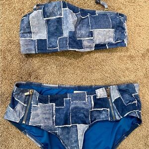 MICHAEL KORS SWIM SUIT BIKINI BLUE SWIMSUIT